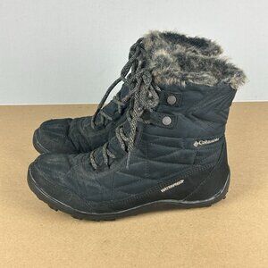 Columbia Minx Shorty III Winter Snow Boots Womens 7 Black Lace Up Faux Fur